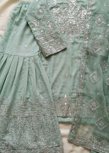 Elegant Sequined Kurta Set with Sharara