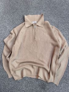 Oversized Beige Quarter Zip Sweater