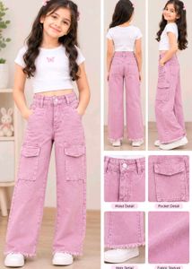 Trendy Pink Cargo Jeans for Kids