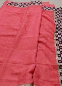 Elegant Pink Saree with Embellished Border