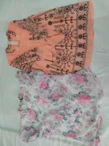 Sheer Floral & Embellished Tops - Set of 2