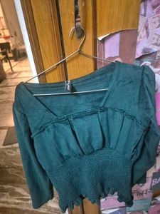 Teal Smocked Top