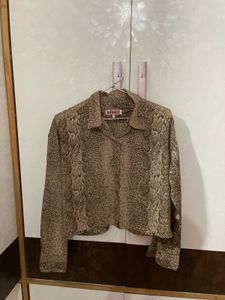 Snakeskin Print Cropped Jacket