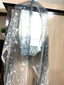 Elegant Grey Kurta with White Embroidery