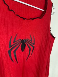 Red Spider Web Cold Shoulder Top
