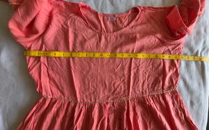 Women's Pink Tiered Kurta with jacket