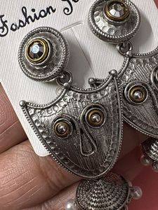 Unique Tribal Design Earrings with Pearls