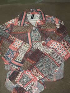 Boho Patchwork Print Wrap Shirt