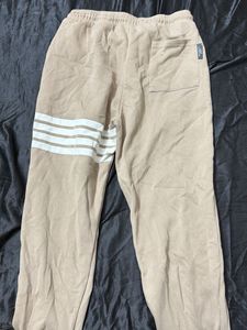 Men's Beige Striped Joggers