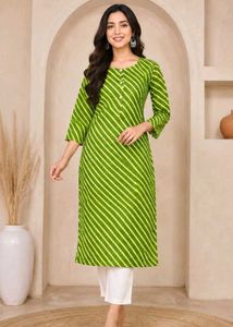 Green Bandhani Cotton Kurti