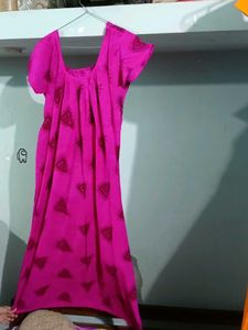 Vibrant Pink Printed nighty