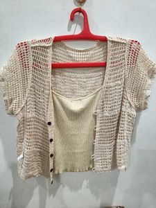 Crochet Shrug with Tank Top Set