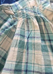 Blue Plaid Button-Up Long Sleeve Top