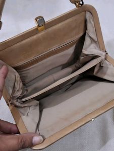 vintage  Tan Leather Clutch Bag