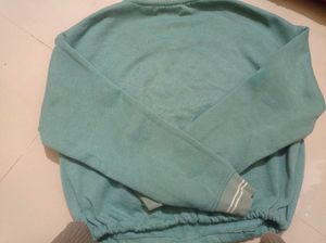 Roadster Teal Cropped Drawstring Sweatshirt