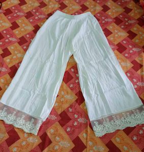 Elegant White Palazzo Pants with Lace Detail