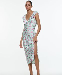 Frilled Floral Print Dress.