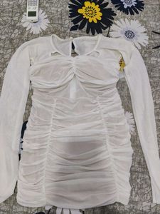 Ruched Sexy Bodycon Stress In Pretty White Colour