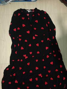 Chic Black Heart Print Maxi Dress