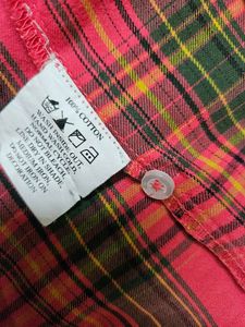 Classic Coral Pink Plaid Button-Up Shirt