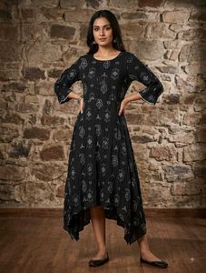 Stylish Black Printed Kurta ( not used)
