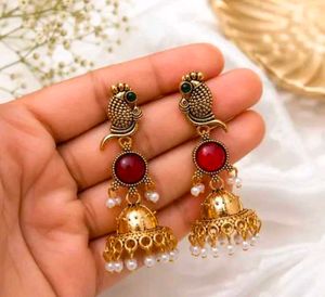 Beautiful Jhumka Earrings with Pearls