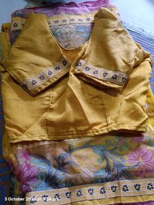 Vibrant Yellow Saree with Polka Dots