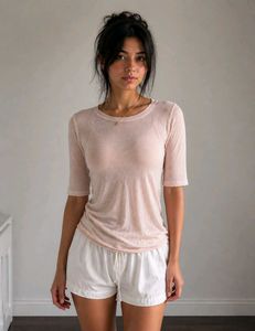 Light Pink Crew Neck Long Sleeve Top