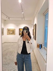 White Cropped Denim Jacket