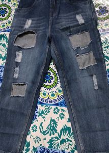 Distressed Patchwork Denim Jeans