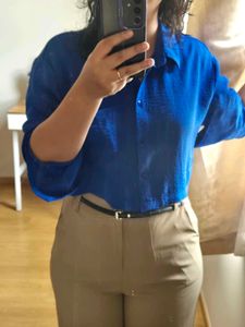 Stylish Royal Blue crop shirt