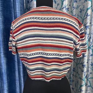 Striped Cropped Knit Top + free