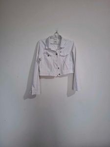 White Cropped Denim Jacket