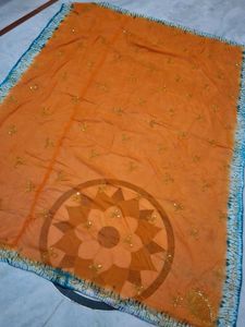 Orange Embroidered semi Odhna