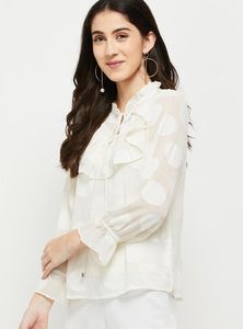 🤍 MAX WHITE RUFFLED POLKA DOT TOP 🤍