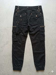 Black Cargo Pants with Straps