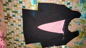 Black Long Sleeve Top with Pink Print