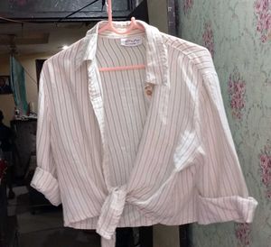 Striped Tie-Front Shirt