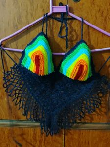 Crochet Rainbow Bikini Top