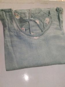 Light Blue Embroidered Blouse