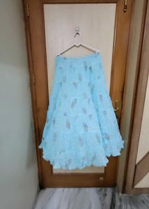 Light Blue Printed Skirt Never Used