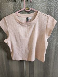 Pink Textured Cropped Top