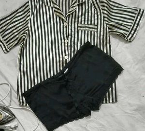 Very Amazing Satin Shirt With Shorts