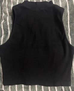 Sleek Black Mock Neck Sleeveless Top