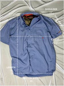 Blue Plaid Short Sleeve Button-Up Shirt