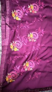 Brand new Elegant Purple Embroidered Saree