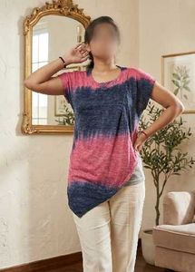 Multicolour pink stylish top for women