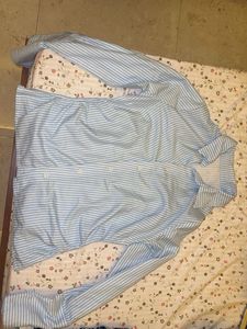 Striped Button-Up Shirt ruched