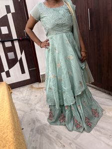 Elegant Mint Green One-Piece Ethnic Gown for Women