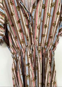 Striped Button-Up Midi Dress